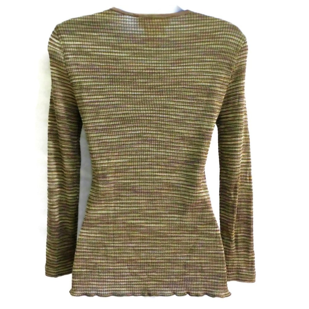 Escada 80s Sweater Pullover Space Dye Gold Lurex Scoop 38 - Picture 3 of 8